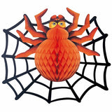 Large spooky spider with cobweb decoration for haunted house setup from Funzoop The Party Shop