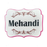Mehandi photo booth placard with colorful wedding celebration typography for Mehendi ceremony photography from Funzoop The Party Shop