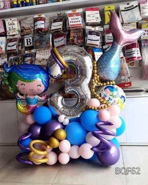 Little Mermaid Milestone Birthday Balloons Centerpiece [BQF62]