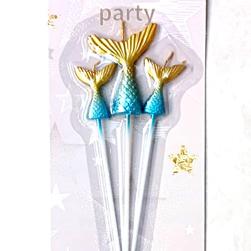 Mermaid Tail Shape Birthday Candles Set [3 Pcs] - Purple