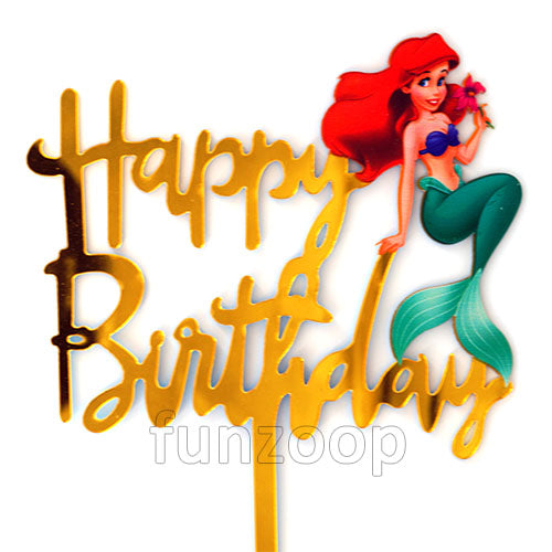 Mermaid Acrylic Birthday Cake Topper, Pastel