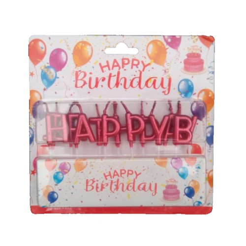 Metallic Happy Birthday Cake Candles Set - Red - Funzoop