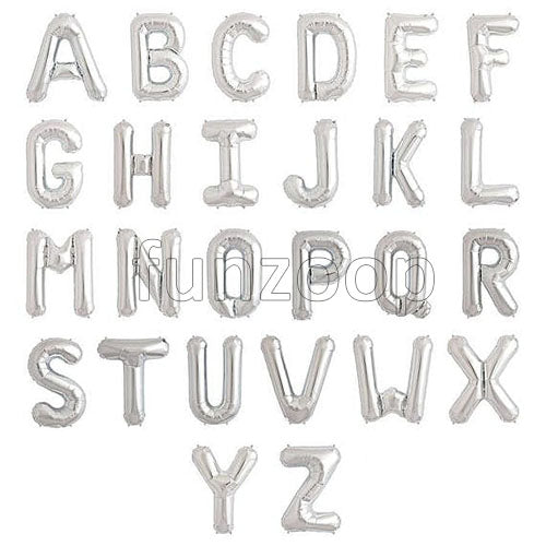 Metallic silver alphabet and number balloons for birthday backdrop decoration from Funzoop The Party Shop