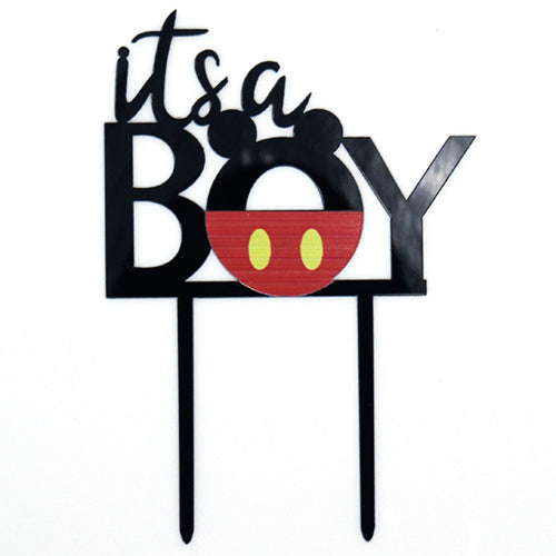 Mickey Mouse It's a Boy Acrylic Cake Topper