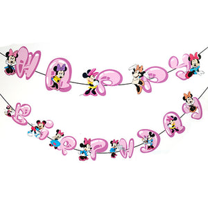 Minnie Mouse Theme Birthday Wall Decoration Banner - Funzoop