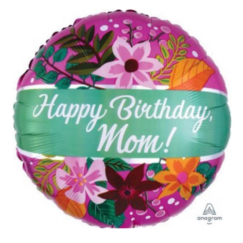 Mom Birthday Bouquet Print Foil Balloon, Anagram, 18 Inch shown as a product reference for celebrations and thoughtful gifts for Mom, with its themed design visible.