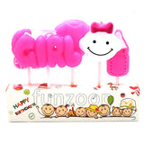Multicolor newborn celebration candle set with smiley face and baby object designs from Funzoop The Party Shop