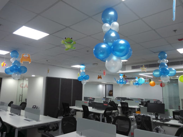 Office Inauguration for a Startup Company, in an event decoration layout for a themed celebration and party photographs.