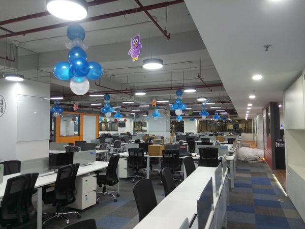 Office Inauguration for a Startup Company, in an event decoration layout for a themed celebration and party photographs.