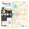 Paper beverage napkins pictured in retail packaging with colourful flowers and leaves on a light background for a cheerful celebration setting.