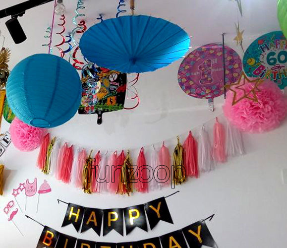 Paper Parasol Umbrella Paper Lantern Tassel Decor sold by Funzoop - The Party Shop