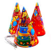 Party Hats Set Red Happy Birthday Print 10 nos Funzoop - The Party Shop