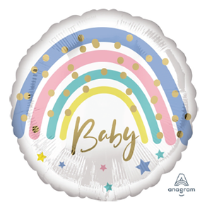 18" Pastel Rainbow BABY Foil Balloon (Helium Inflated)