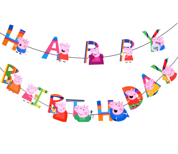 Peppa Pig Characters Birthday Wall Banner - Funzoop