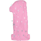 Pink sparkle number balloon for girls birthday and celebration décor from Funzoop The Party Shop