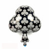 Club playing card suit foil balloon for casino themed parties shown as a product reference for poker nights and casino parties and a coordinated party display.