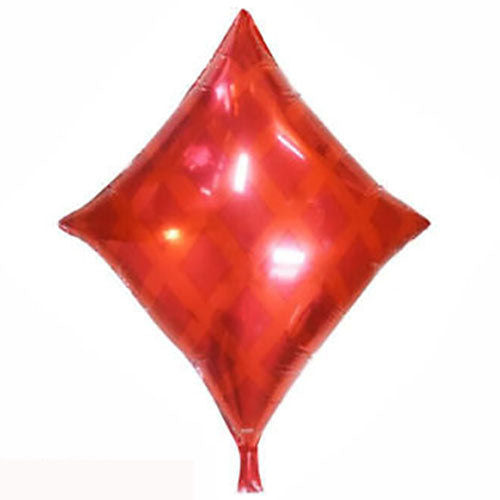 Diamond playing card suit foil balloon for casino themed parties shown as a product reference for poker nights and casino parties and a coordinated party display.