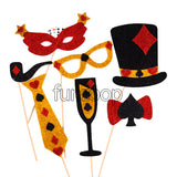 7 Pcs Casino Theme Glitter Photo Booth Props Set for Cards Parties - Funzoop
