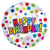 18 inches polka dots happy birthday foil balloon with colorful birthday print from Funzoop The Party Shop
Colorful polka dot happy birthday foil balloon party decoration from Funzoop The Party Shop
Round happy birthday foil balloon with festive polka dot design from Funzoop The Party Shop
