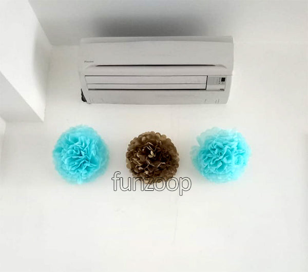 Pom Pom Wall Decor Blue Golden