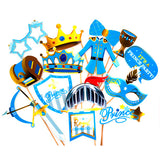 Prince party photo booth props set with royal themed celebration accessories for kids birthday photography from Funzoop The Party Shop