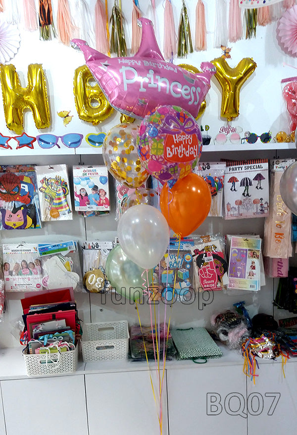 Princess Happy Birthday Crown Helium Foil Bouquet, arranged together as a coordinated balloon display for a celebration or themed gift.