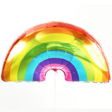 Rainbow shaped foil balloon with colorful rainbow and cloud design from Funzoop The Party Shop
