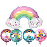 Rainbow theme 5 in 1 foil balloons bouquet set with colorful rainbow shaped balloon and matching foil balloons from Funzoop The Party Shop