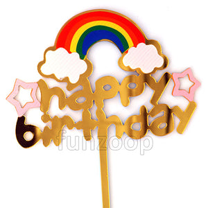 Rainbow Theme Birthday Cake Topper - Funzoop