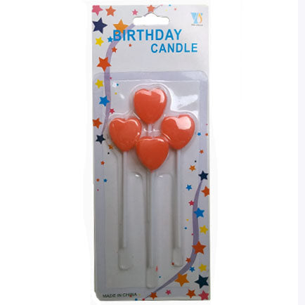 Heart-shaped wax cake candles on sticks