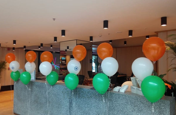 Republic Day Tri-Colour Corporate Decor, in an event decoration layout for a themed celebration and party photographs.