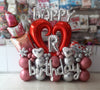 Romantic Heart Happy Birthday Balloons Centerpiece
