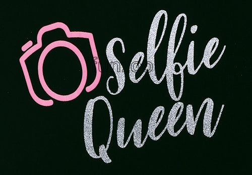 Selfie Queen photo booth placard with printed party message for celebration photography
