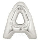 Silver foil alphabet and number balloon display for personalized party celebrations from Funzoop The Party Shop