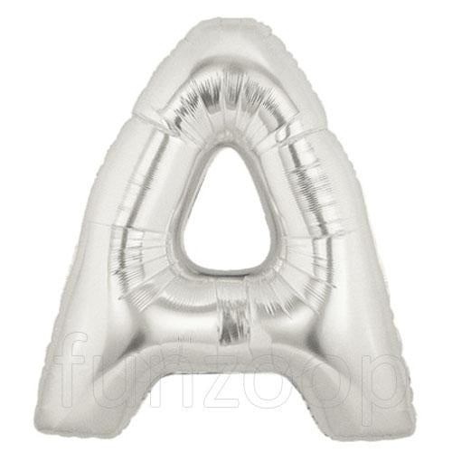 Silver foil alphabet and number balloon display for personalized party celebrations from Funzoop The Party Shop