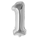 Silver birthday number balloon for anniversary and milestone celebration setups from Funzoop The Party Shop