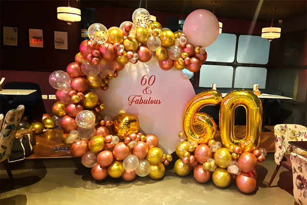 Milestone Birthday Balloon Half-Arch Decor, 30th / 40th / 50th / 60th
