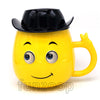 Smiley Ceramic Coffee Cup/Mug with Lid, with the ceramic body and matching lid forming a coordinated novelty drinkware design.