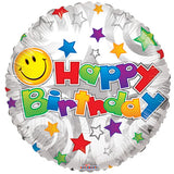 18 inches smiley stars happy birthday foil balloon with colorful party design from Funzoop The Party Shop
Colorful smiley face happy birthday foil balloon party decoration from Funzoop The Party Shop
Round birthday foil balloon with smiley faces and star print from Funzoop The Party Shop