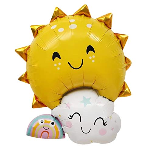 Smiling sun rainbow cloud foil balloon decoration for unicorn theme birthday party from Funzoop The Party Shop