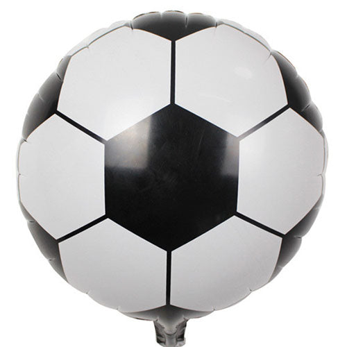 Football Foil Balloon, Black & White, 18 Inch shown as a product reference for themed parties and celebration displays, with its themed design visible.