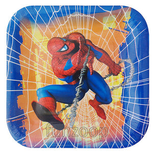 9" Square Spider-Man Theme Food Plates  (10 Nos)
