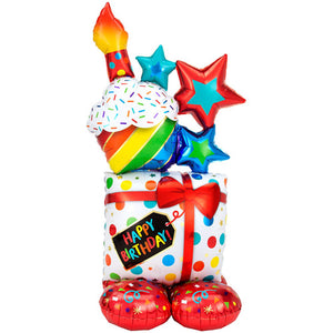 Stacked Happy Birthday 3-in-1 Cluster Foil Balloon - Funzoop The Party Shop 