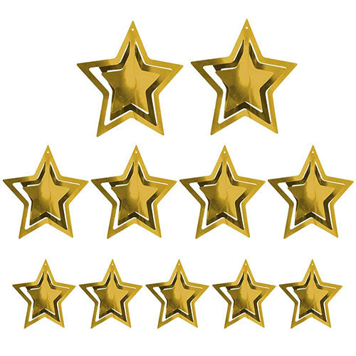 Gold star swirl hanging decorations