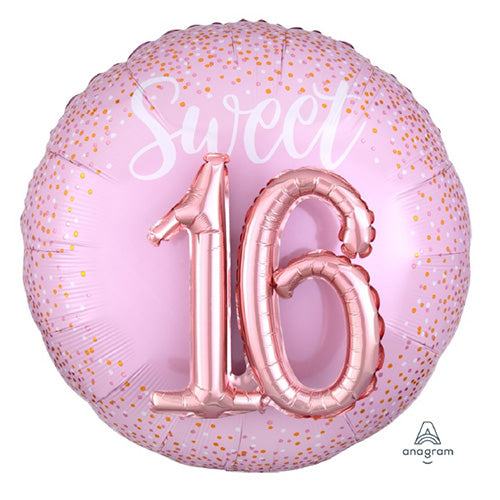 SWEET SIXTEEN (16) BLUSH Foil Multi-Balloon