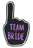 Team Bride photo booth placard featuring bridal party typography design from Funzoop The Party Shop