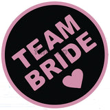 Team Bride round photo booth placard featuring bridal celebration typography design from Funzoop The Party Shop