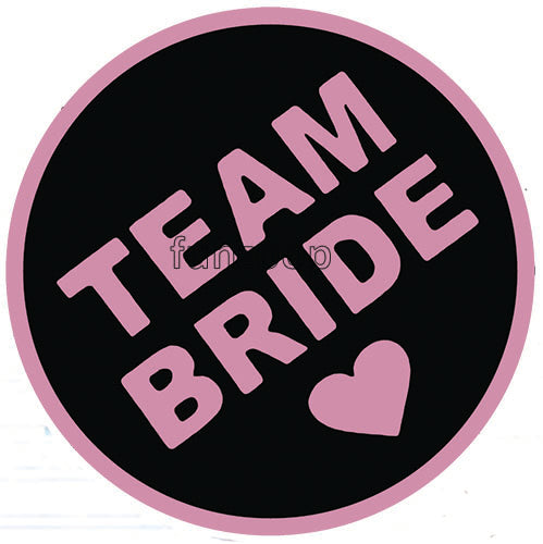 Team Bride round photo booth placard featuring bridal celebration typography design