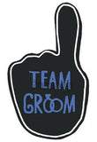 Team Groom photo booth placard featuring groom squad typography design from Funzoop The Party Shop