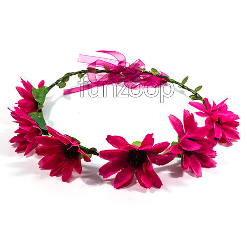 Tropical floral crown headband with ribbon tie for women and girls from Funzoop The Party Shop